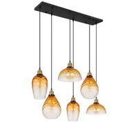 Lampe de salle à manger suspension plafonnier verre ambre à 6 lampes