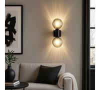 Lampe De Salle De Bain Applique Luminaire De Salon Noir Satiné Verre Fumé 2x G9
