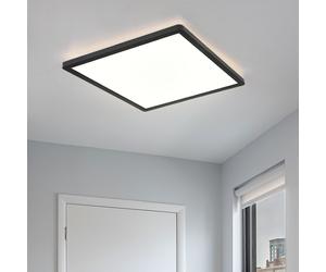 Lampe de salle de bain Plafonnier LED Plafonnier Panneau LED IP44, 3 niveaux via interrupteur mural, rétroéclairage, noir, 24W 2300Lm blanc chaud, LxH 42x2,5 cm