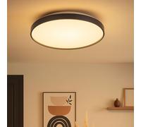 Lampe de Salon Couloir Plafonnier Cuisine LED Anthracite Opale Rond D 48 CM