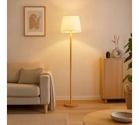 Lampe De Salon Lampadaire Lampe Sur Pied Textile Blanc Aspect Bois E27 Chambre