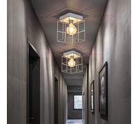 Lampe de Salon Luminaire Sportif Plafonnier Grille en Métal Zinc E27 2x