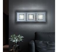 Plafonnier LED plafonnier lampe de salon lampe de cuisine lampe de chambre à coucher, cristaux chromés verre satiné, 3x 3W 3x 240lm 4000K, LxlxH en cm : 40 x 14 x 7