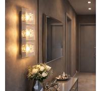 Lampe de Salon Plafonnier Couloir LED Chrome Verre Partie Dépoli Cristaux