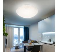 Lampe De Salon Plafonnier Luminaire Métal Verre Motif Blanc LED D 25Cm