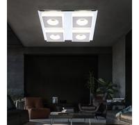 Lampe de salon plafonnier plafonnier chambre à coucher, 4 flammes métal miroir nickel mat, 4x LED 6W 245Lm blanc chaud, LxPxH 33x33x5cm