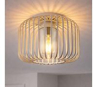 Plafonnier verre fumé plafonnier sable salon barres métalliques rétro, douille E27, DxH 28x23 cm