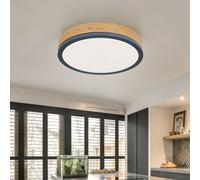 Plafonnier design plafonnier salon lampe cuisine aspect bois, métal opale graphite, 1x LED 12 watts 950 lumen blanc chaud, DxH 30x8,5 cm