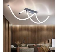 Plafonnier plafonnier lampe de salon lampe de salle à manger lampe de couloir, opale blanche métal chromé, 1x LED 20W 1790Lm blanc chaud, LxPxH 102x22x26cm