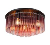 Lampe de salon plafonnier tiges de verre métal chromé 5 lampes couleur mûre