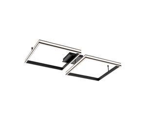 Lampe de salon télécommande plafonnier LED lampe dimmable salon, veilleuse minuterie mémoire CCT, métal noir, LED 38W 1270Lm 2700-5000K, HxLxW 13,5x80x104,8cm