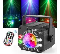 Lampe de Scène 3 en 1 avec Télécommande, Boule Disco avec Stroboscope, Lumière de Fête DJ LED à Commande Vocale Divers Effets RGBW Lumiere Soirée avec 2m Câble USB pour Halloween, Noël, Club, Vacances