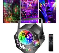 Lampe de Scène 4 en 1, Lumière Disco avec Télécommande et Stroboscope, 64 Effets Lumineux, RGB et UV, Boule Disco Contrôle de Musique, Projecteur Laser Jeux de Lumiere pour Soiree, Fête, DJ, Karaoké