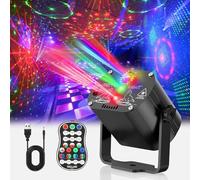 Lampe de Scène, 60 effets lumineux Lumière Disco avec Stroboscope et télécommande, Boule Disco Grand Angle Contrôle de la Musique, Divers Effets RGBW Lumiere Soirée USB Halloween (USB, noir)