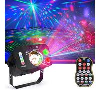 Lampe de Scène, Fwiull Lumière Disco à 7 Yeux avec Télécommande et Stroboscope, Boule Disco Grand Angle Contrôle de la Musique, Divers Effets RGBW Lumiere Soirée avec 2M USB pour Halloween, Fête, Noël
