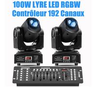 Lampe de Scene - JAJALUYA 100W RGBW LED Noir Lumière de Scène pour DJ Party Disco Lumière -PACK DE 2 Avec Console 192 Canaux