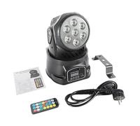 Lampe de scène LED à tête mobile 105 W, lumière DJ professionnelle avec contrôle DMX512, 7 x 10 W 4 en 1 RGBW Moving Heads pour fêtes et événements, avec télécommande et support