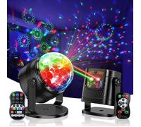Lampe de Scène, Pack 2 Jeux de Lumière RVB avec Télécommande, Boule Disco 360°et Contrôle Musical pour Soirée, Anniversaire, Karaoké