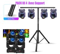 Lampe de Scene - UKING 150W RGBW LED Noir Lumière de Scène pour DJ Party Disco - PACK DE 4 Avec Support