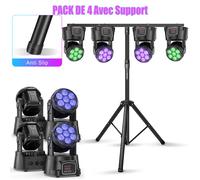 Lampe de Scene - UKING 7*15W RGBW LED Noir Lumière de Scène pour DJ Party Disco - PACK DE 4 Avec Support