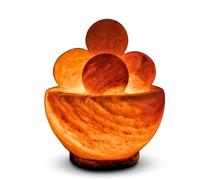 Lampe de Sel Bol avec 4 Boules Massage - Sculptée à la main -Ampoule et Câble Fournis - Décoration Relaxante-Purification d'Air - Massage de Bien-être au sel d'Himalaya Naturel - 1,9 kg - Zen'Light