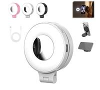 Lampe de selfie magnétique 3 en 1 pour téléphone, lumière magnétique portable avec miroir, anneau lumineux pliable à 360°, trois températures de couleur douce pour enregistrement de photographie de