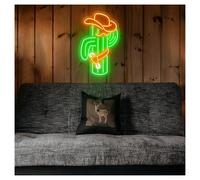Lampe de signalisation Cactus Chapeau De Cowboy Néon Lumineux Avec Luminosité Réglable Convient Pour Décoration Murale Maison 33cmx51cm(UNE)