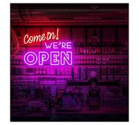 Lampe de signalisation Come In We're Open Néons Adaptés Aux Bars, Boutiques, Magasins, Décoration D'entreprise Avec Luminosité Réglable 30cmx40cm(B)