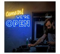 Lampe de signalisation Come In We're Open Néons Adaptés Aux Bars, Boutiques, Magasins, Décoration D'entreprise Avec Luminosité Réglable 30cmx40cm(E)