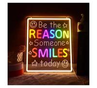 Lampe de signalisation Enseigne Lumineuse Be The Reason Someone Smile Today Avec Citation Inspirante Pour Chambre École Bureau Maison Salle De Classe Décoration 42cmx34cm