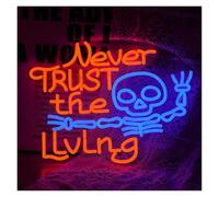 Lampe de signalisation Enseigne Lumineuse LED Never Trust The Living À Intensité Variable Par USB Pour Salle De Jeux Chambre Bar Salon Décoration Murale 40cmx30cm