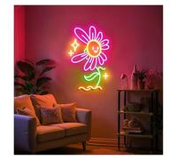 Lampe de signalisation Guirlande Lumineuse Au Néon En Forme De Marguerite, Luminosité Réglable, Idéale Pour Une Décoration Murale De Studio Ou De Magasin, 29cmx43cm(UNE)