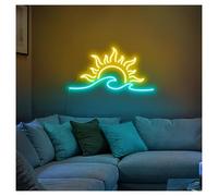 Lampe de signalisation Lumières Néon Coucher De Soleil Océan, Luminosité Réglable, Adaptées À La Décoration Murale D'une Chambre À Coucher Ou D'un Studio 27cmx53cm(UNE)