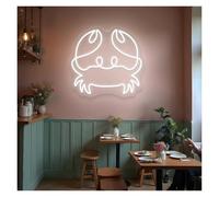 Lampe de signalisation Néons En Forme De Crabe Mignons, Adaptés À La Décoration Murale D'un Restaurant, D'un Café Ou D'un Studio De Fruits De Mer, 34cmx38cm(Ré)
