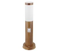 Lampe de socle avec détecteur de mouvement, aspect bois, borne d'éclairage extérieur, acier inoxydable, télécommande à intensité variable, RGB LED 8,5W 806Lm blanc chaud, DxH 7,6 x 45 cm