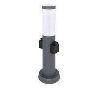Lampe de socle LED pour l'extérieur en acier inoxydable avec 2 prises de courant Lampe d'allée pour l'extérieur anthracite, 11W 1055lm blanc chaud, DxH 12,7x45 cm