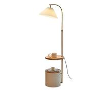 Lampe De Sol Combinée, Table De Chevet avec Lampadaire, Éclairage 3 Couleurs, Lampe D'appoint pour Canapé avec Seau De Rangement pour Salon, Chambre À Coucher, Bureau(White)
