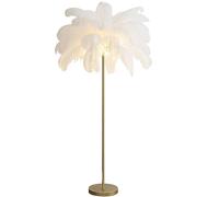 Lampe de sol en plumes d'autruche naturelle, lampes à plumes, lampe sur pied de chambre à coucher avec abat-jour en plumes, ampoule LED 3 couleurs, lampadaires en plumes, éclairage de salon pour