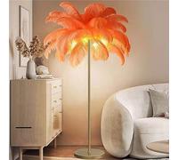 Lampe de sol en plumes d'autruche naturelle, lampes à plumes, lampe sur pied de chambre à coucher avec abat-jour en plumes, ampoule LED 3 couleurs, lampadaires en plumes, éclairage de salon pour