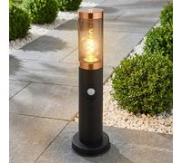 Lampadaire lampadaire éclairage extérieur cuivre fumé extérieur avec détecteur de mouvement lampadaire de jardin, plastique inox, 1x E27, DxH 7,6x45 cm