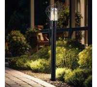 Lampe d'extérieur, lampe de chemin, lampe de terrasse, lampadaire industriel, lampe à pied en acier inoxydable noir, 1x E27, LxH 22,5x100 cm