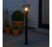 Lampe d'extérieur, lampe de chemin, lampe de terrasse, lampadaire industriel, lampe à pied en acier inoxydable noir, 1x E27, LxH 22,5x100 cm
