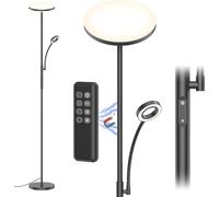 Lampe de sol LED 35W, 3000K-6000K, lampe de lecture LED super lumineuse, lampe de sol noire pour plafond avec télécommande