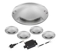 ledscom.de Lampe de sol LED RUNDA pour l'extérieur, IP67, 2 flammes, aluminium, ronde, 70mm Ø, blanc chaud, set de 5 pièces