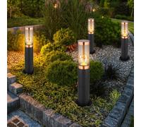 Lampadaire lampadaire balcon lampadaire éclairage extérieur cuivre fumé Lampadaire extérieur, plastique inox, 1x E27, DxH 7,6x45 cm, lot de 4