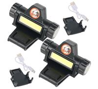 Lampe de soudage, 2 ensembles de lumière casque soudage double éclairage rotatif avec pince étanche et magnétique USB lampe forte poche pour casque, poche