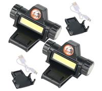 Lampe de soudage, 2 ensembles de lumière casque soudage double éclairage rotatif avec pince étanche et magnétique USB lampe forte support tête poche pour casque