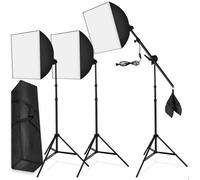 BOITE DE LUMIERE - TECTAKE - Kit éclairage studio photo 3 Lampes avec des softbox des trépieds extensibles