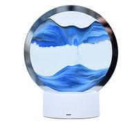Lampe de Table 3D avec Peinture de Sable Mouvant, Lumière Vibrante à 7 Couleurs, pour Chambre à Coucher, Chambre D'hôtel, Décoration de la Maison, Matière Plastique et Verre (Vert sur bleu)