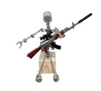 Lampe de table 3D en métal - Robot steampunk - Design mécanique futuriste avec éclairage et armes intégrés - Décoration de table créative et tendance (argenté)